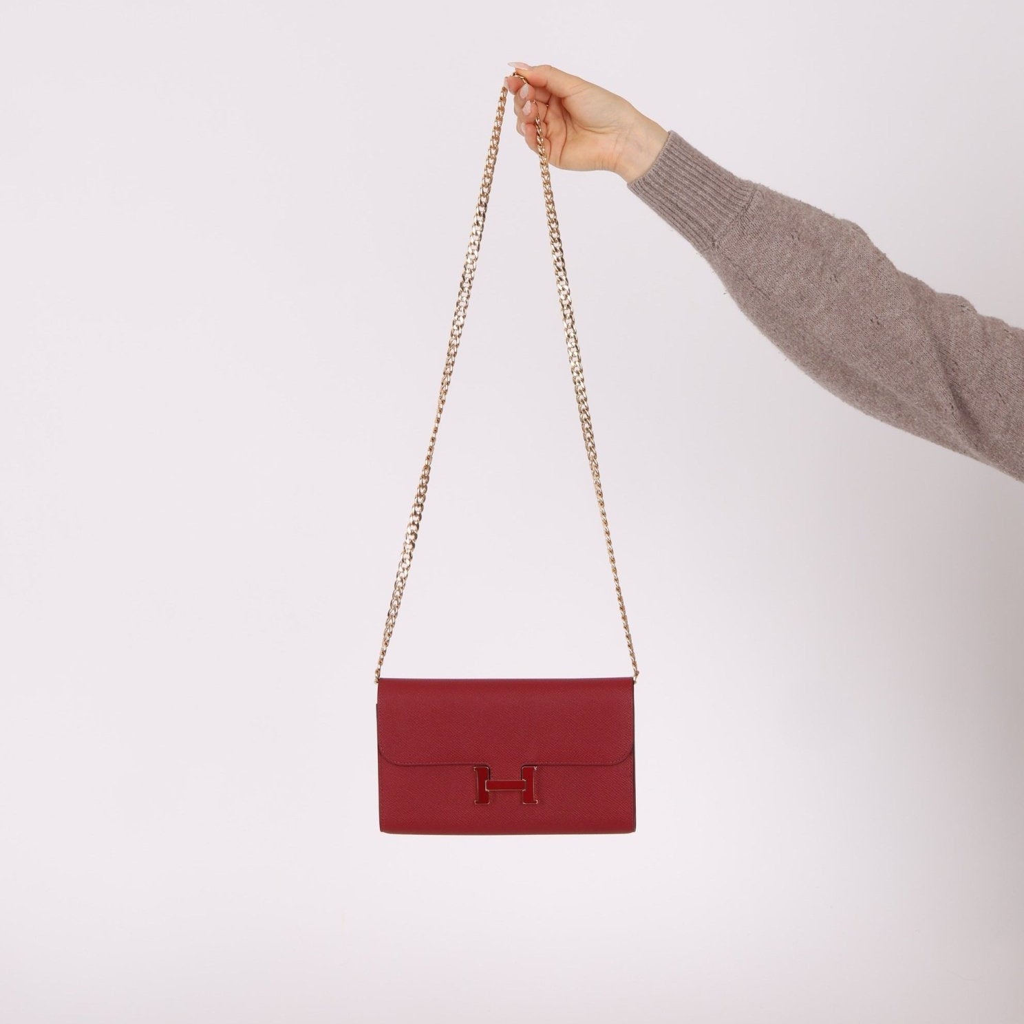 Limited Edition Hermès 2016 Rouge Grenat Epsom Enamel Constance Long Wallet - FashioNica