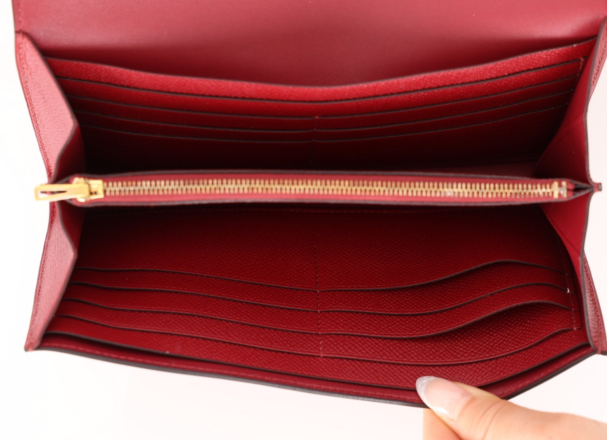 Limited Edition Hermès 2016 Rouge Grenat Epsom Enamel Constance Long Wallet - FashioNica