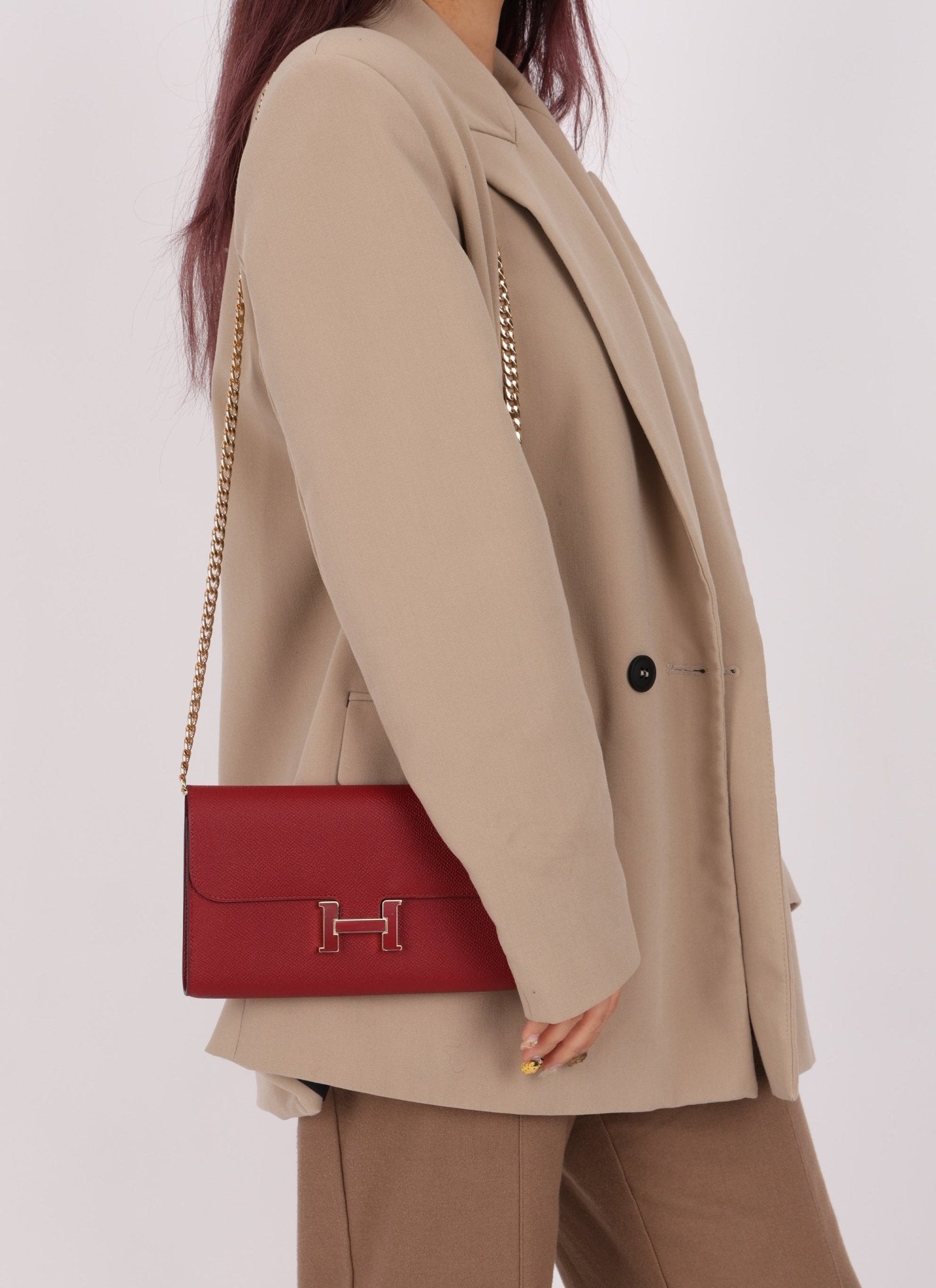 Limited Edition Hermès 2016 Rouge Grenat Epsom Enamel Constance Long Wallet - FashioNica