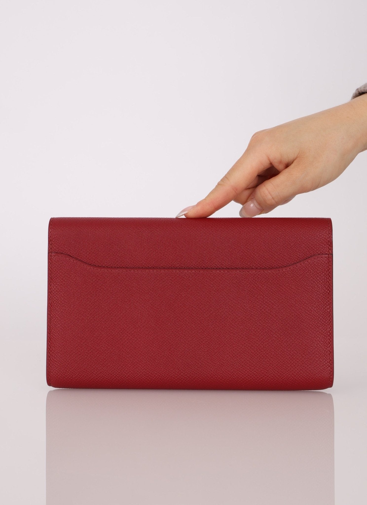 Limited Edition Hermès 2016 Rouge Grenat Epsom Enamel Constance Long Wallet - FashioNica