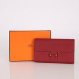 Limited Edition Hermès 2016 Rouge Grenat Epsom Enamel Constance Long Wallet - FashioNica