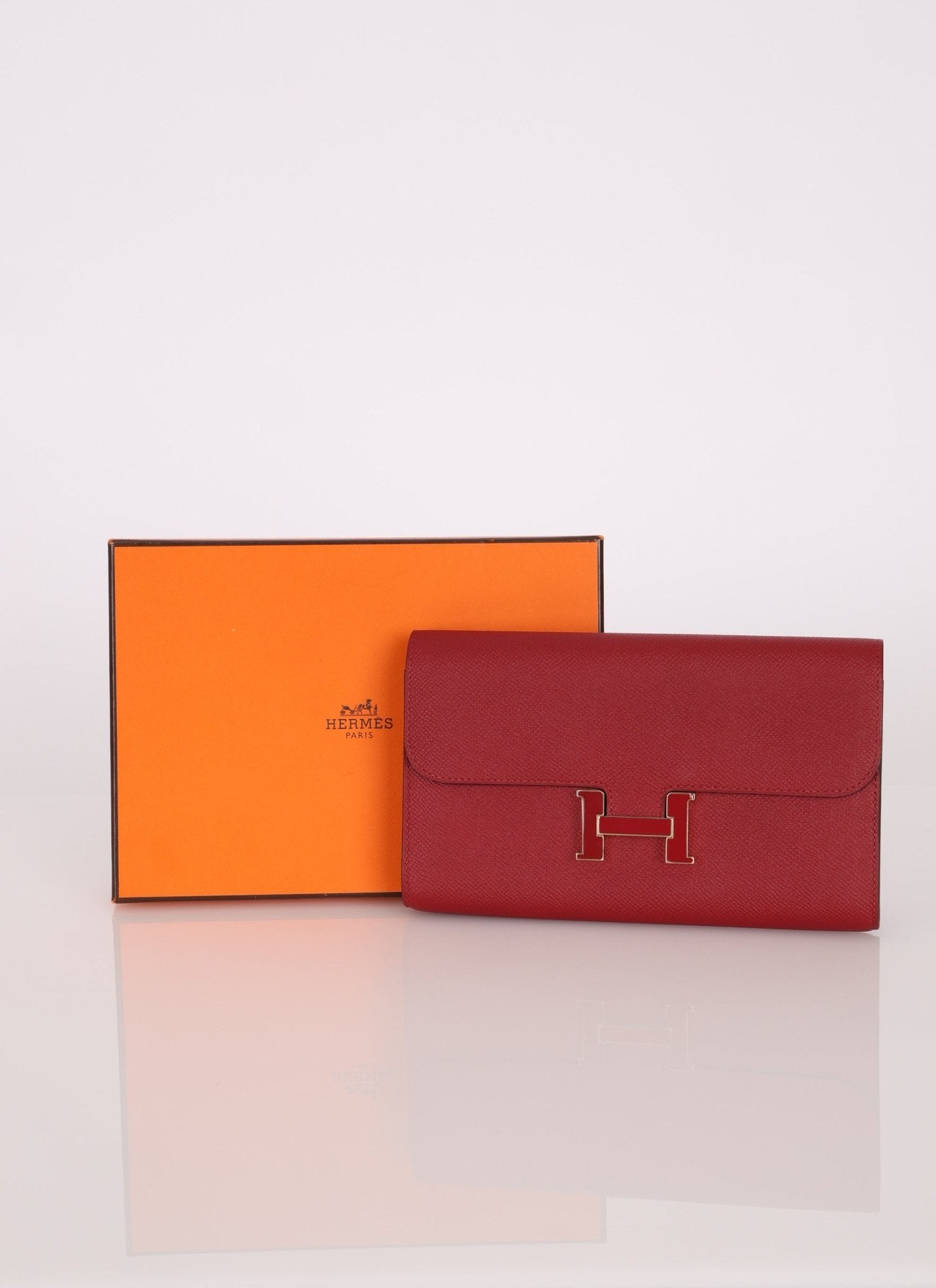 Limited Edition Hermès 2016 Rouge Grenat Epsom Enamel Constance Long Wallet - FashioNica