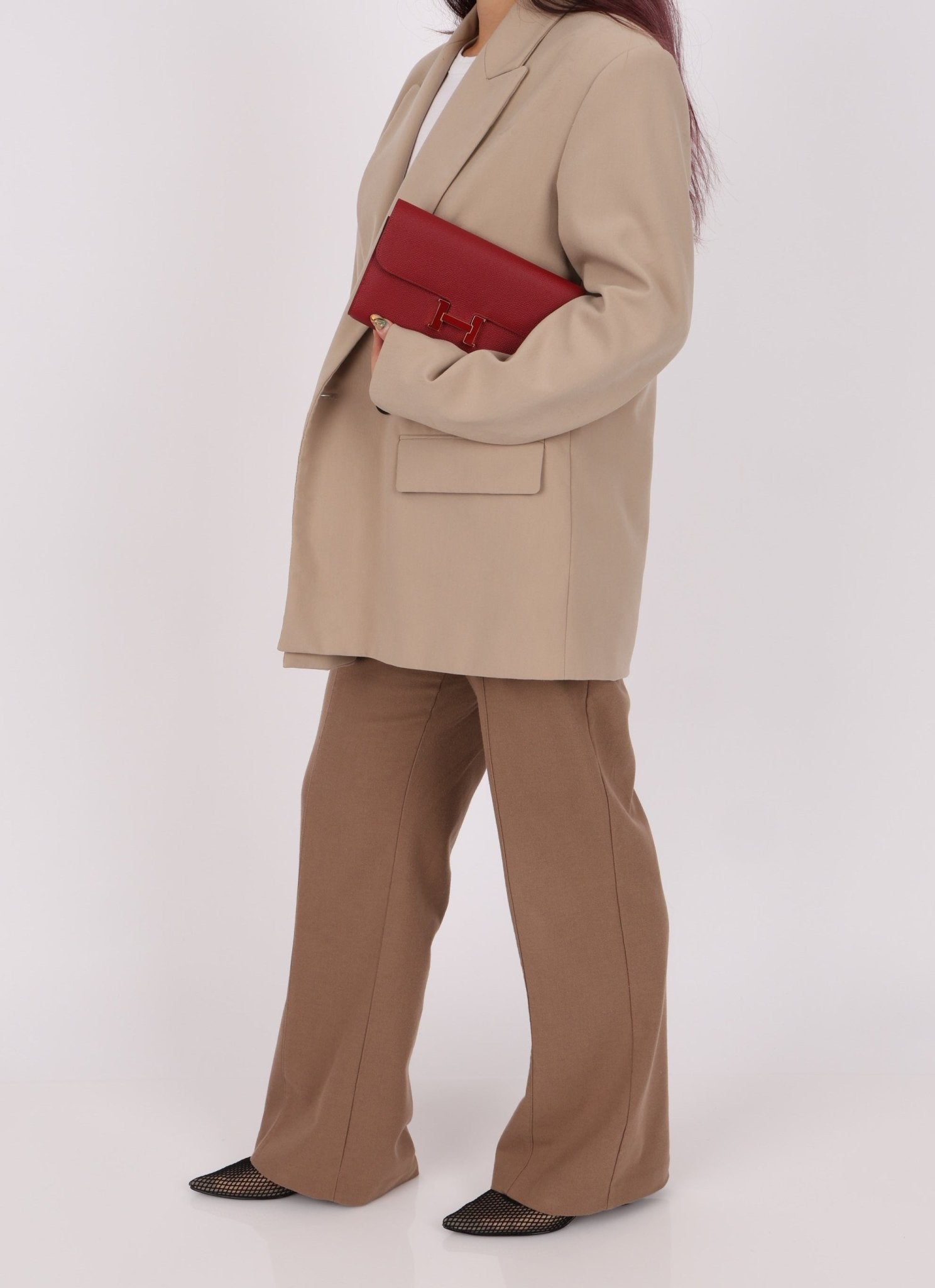 Limited Edition Hermès 2016 Rouge Grenat Epsom Enamel Constance Long Wallet - FashioNica