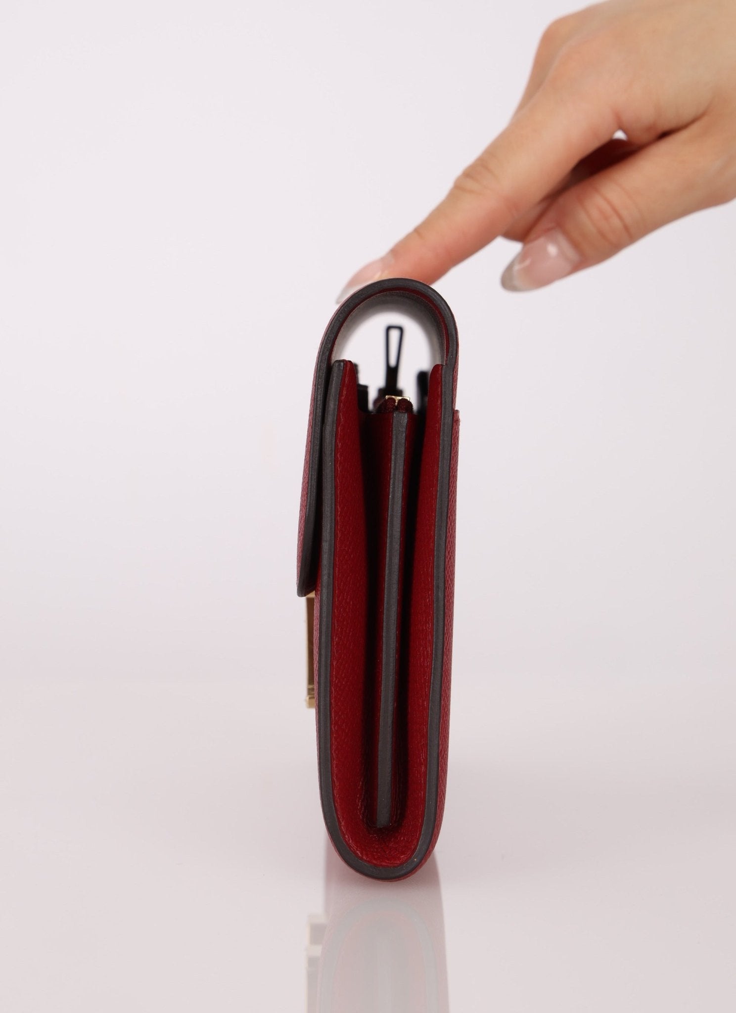 Limited Edition Hermès 2016 Rouge Grenat Epsom Enamel Constance Long Wallet - FashioNica