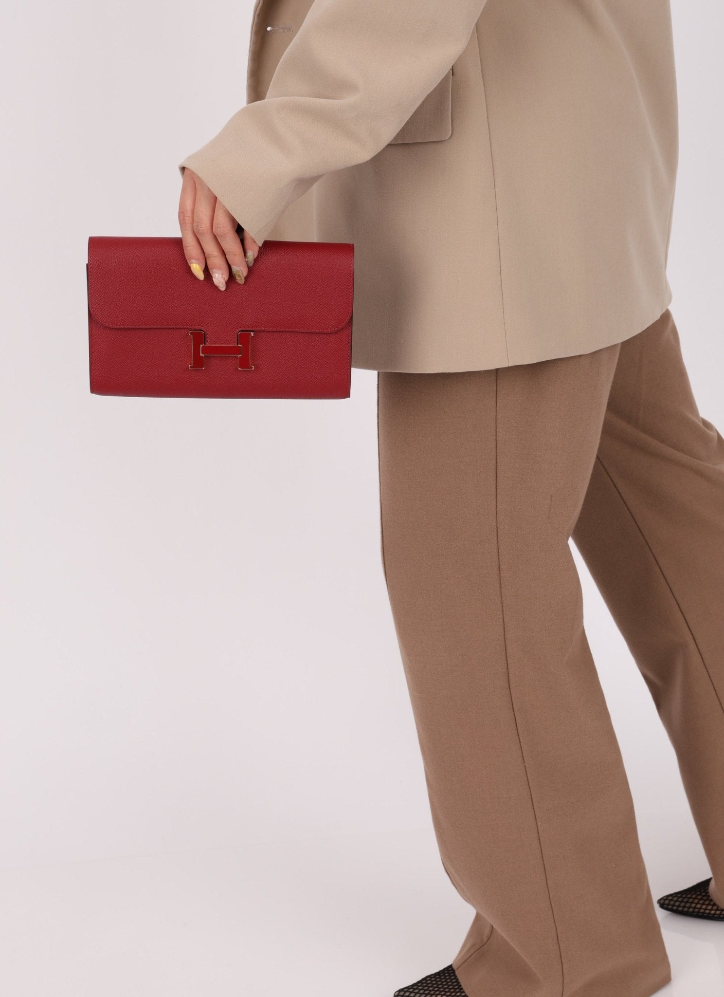 Limited Edition Hermès 2016 Rouge Grenat Epsom Enamel Constance Long Wallet - FashioNica