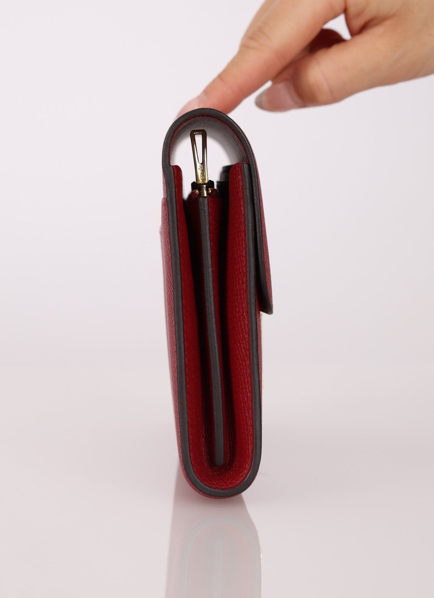 Limited Edition Hermès 2016 Rouge Grenat Epsom Enamel Constance Long Wallet - FashioNica