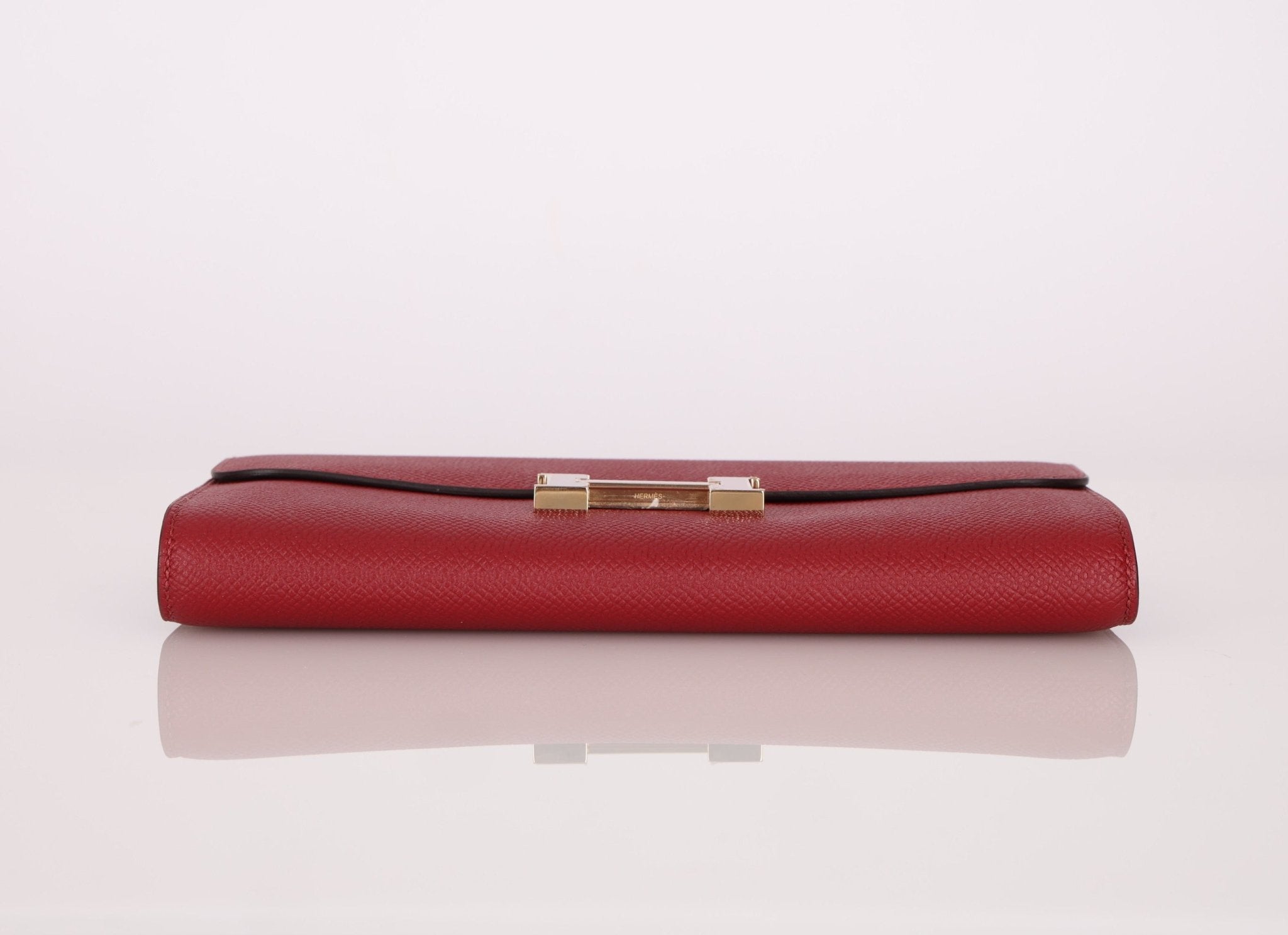 Limited Edition Hermès 2016 Rouge Grenat Epsom Enamel Constance Long Wallet - FashioNica