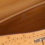 Limited Edition Hermes 2017 Tabac Camel Ostrich Ghillies Kelly Long Wallet PHW - FashioNica