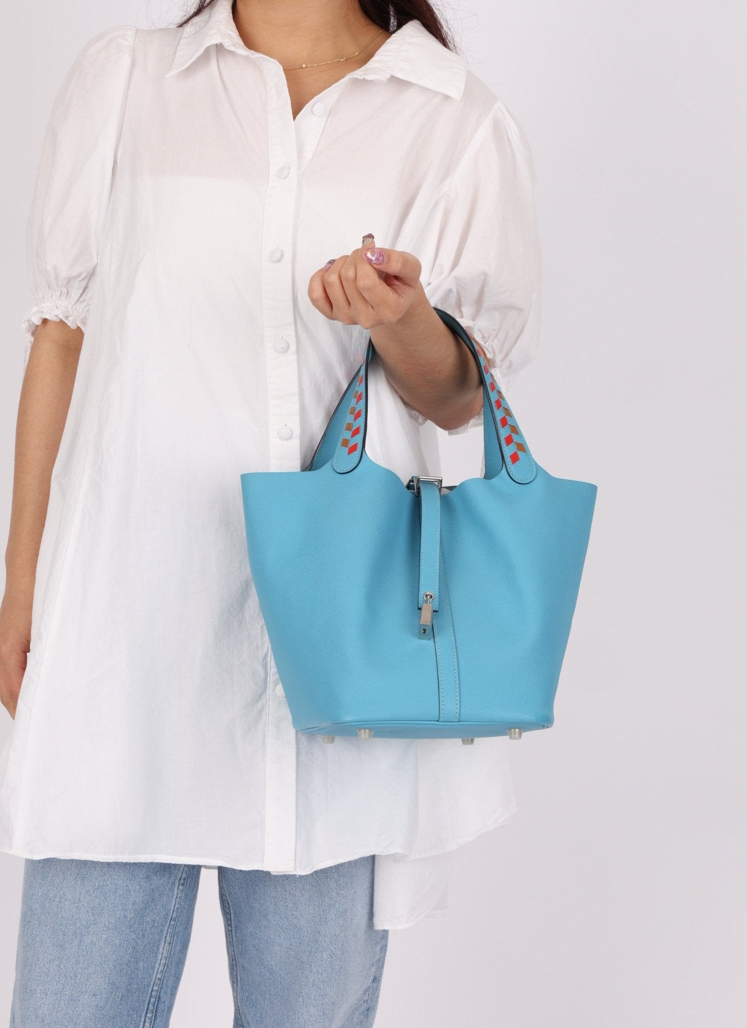 Limited Edition Hermès 2019 Epsom Tressage De Cuir Picotin 22 PHW - FashioNica