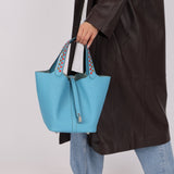 Limited Edition Hermès 2019 Epsom Tressage De Cuir Picotin 22 PHW - FashioNica