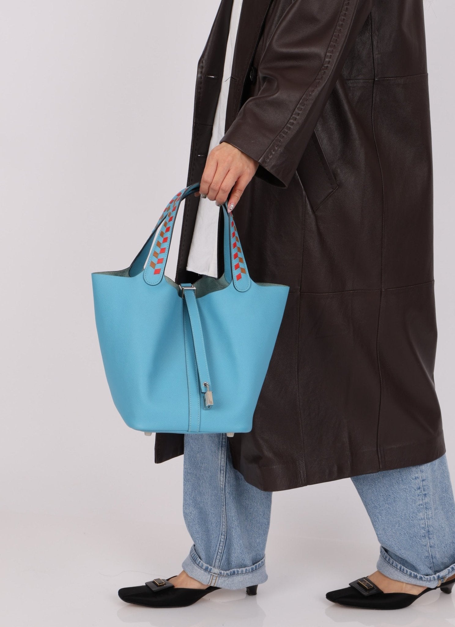 Limited Edition Hermès 2019 Epsom Tressage De Cuir Picotin 22 PHW - FashioNica