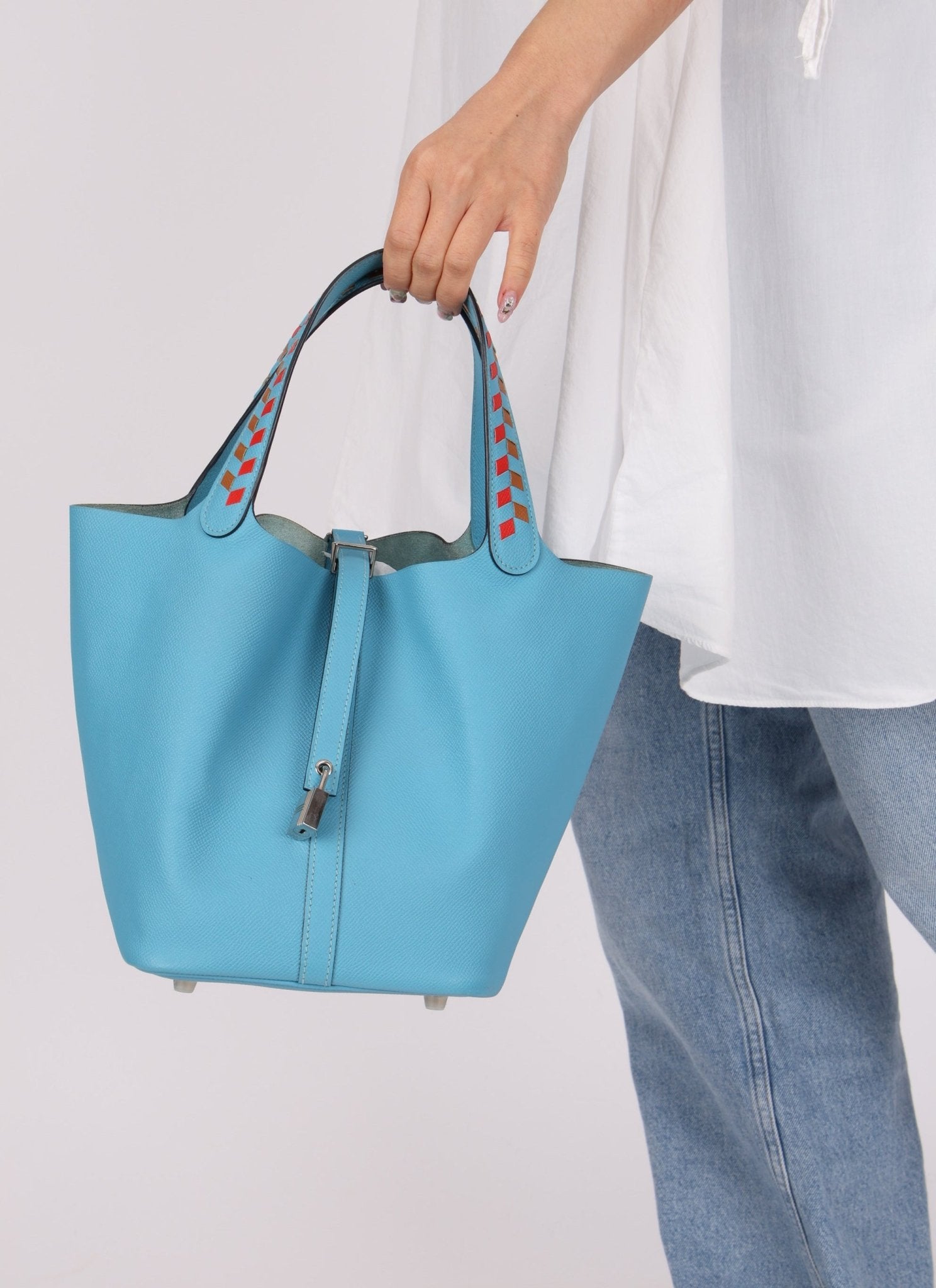 Limited Edition Hermès 2019 Epsom Tressage De Cuir Picotin 22 PHW - FashioNica