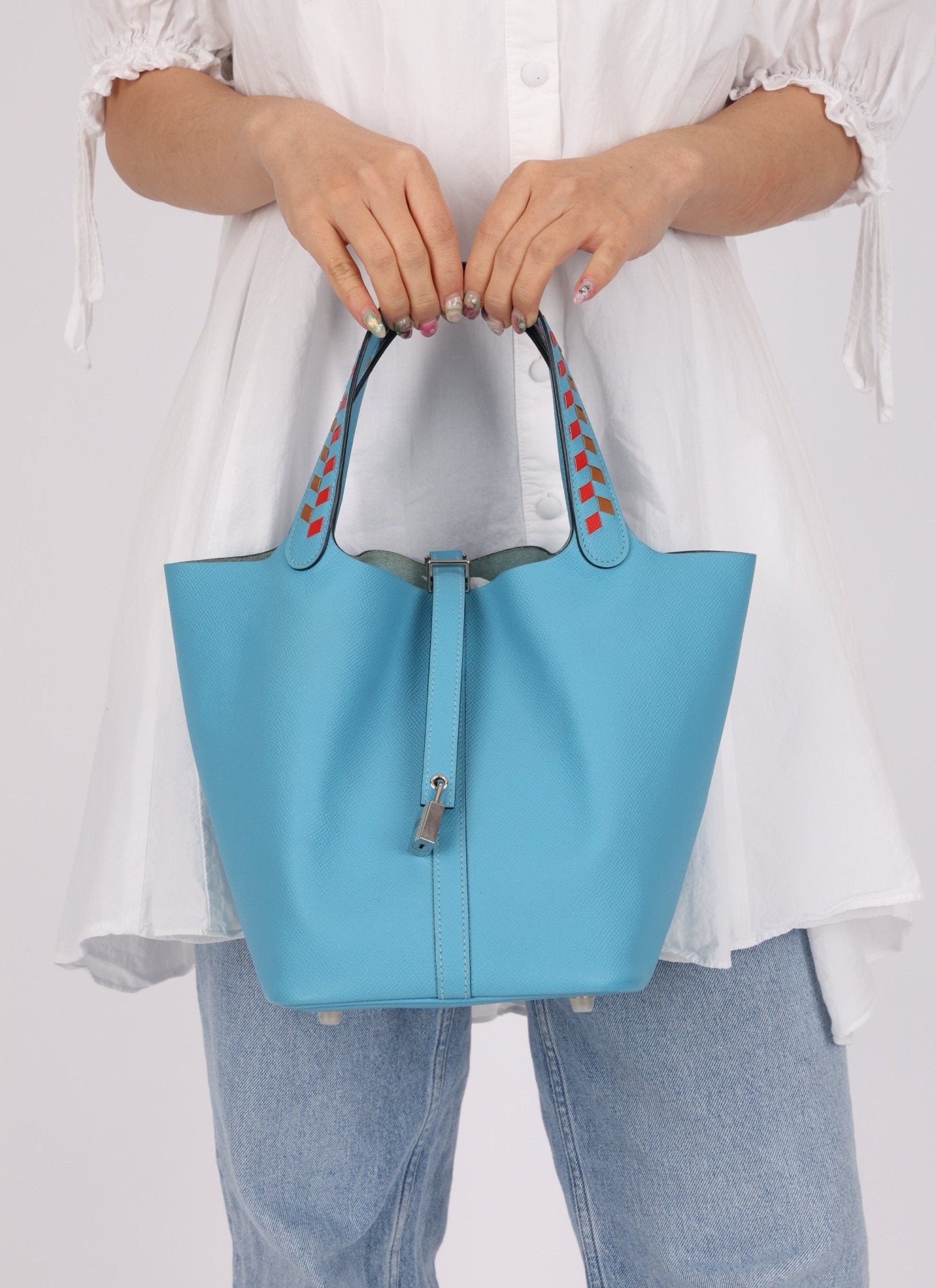 Limited Edition Hermès 2019 Epsom Tressage De Cuir Picotin 22 PHW - FashioNica