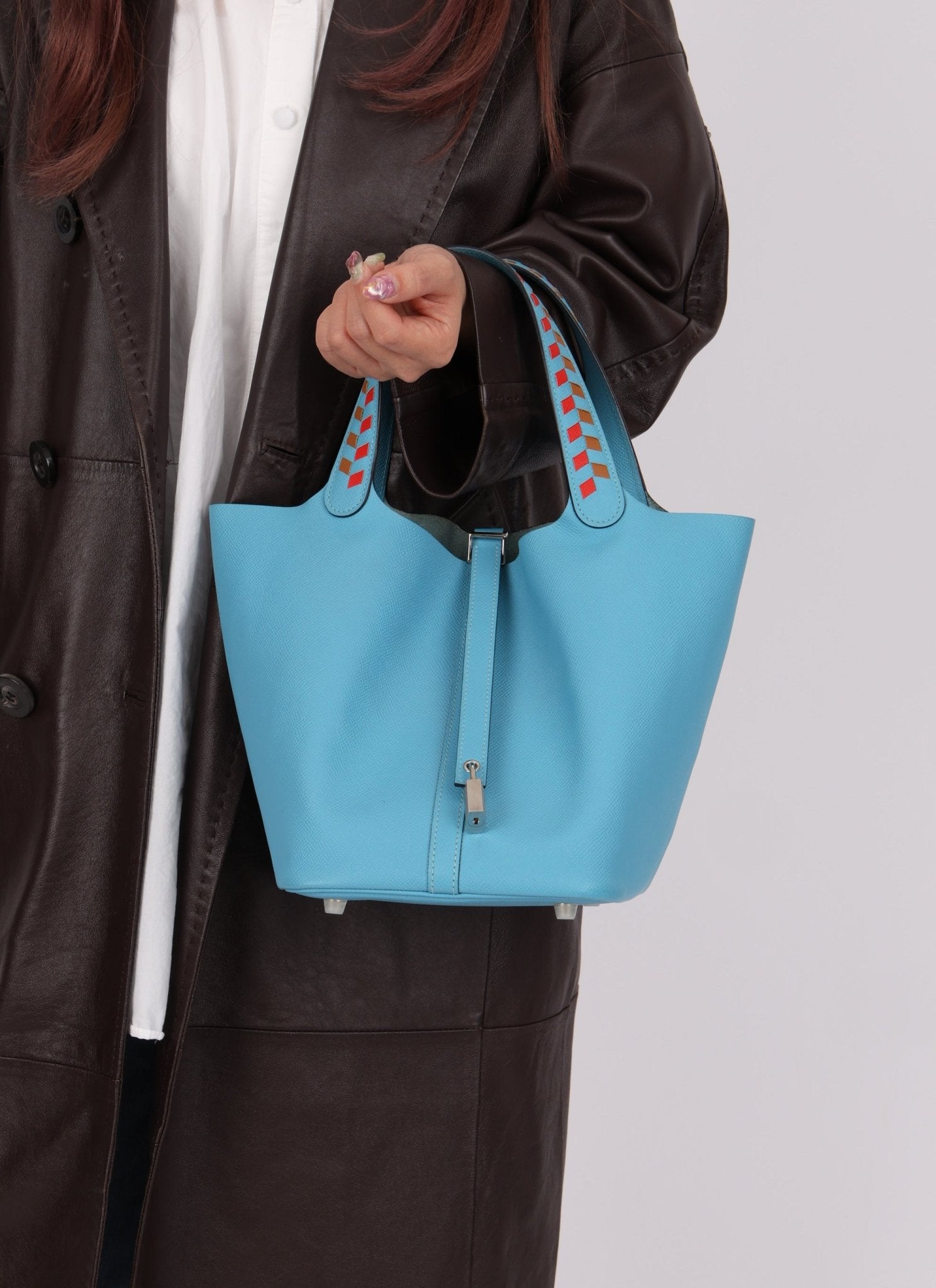 Limited Edition Hermès 2019 Epsom Tressage De Cuir Picotin 22 PHW - FashioNica