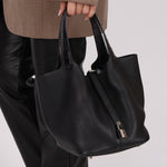 Limited Edition Hermès 2019 Noir Clemence and Matte Alligator Touch Picotin 22 - FashioNica