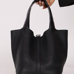 Limited Edition Hermès 2019 Noir Clemence and Matte Alligator Touch Picotin 22 - FashioNica