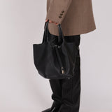 Limited Edition Hermès 2019 Noir Clemence and Matte Alligator Touch Picotin 22 - FashioNica