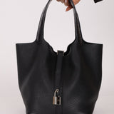 Limited Edition Hermès 2019 Noir Clemence and Matte Alligator Touch Picotin 22 - FashioNica