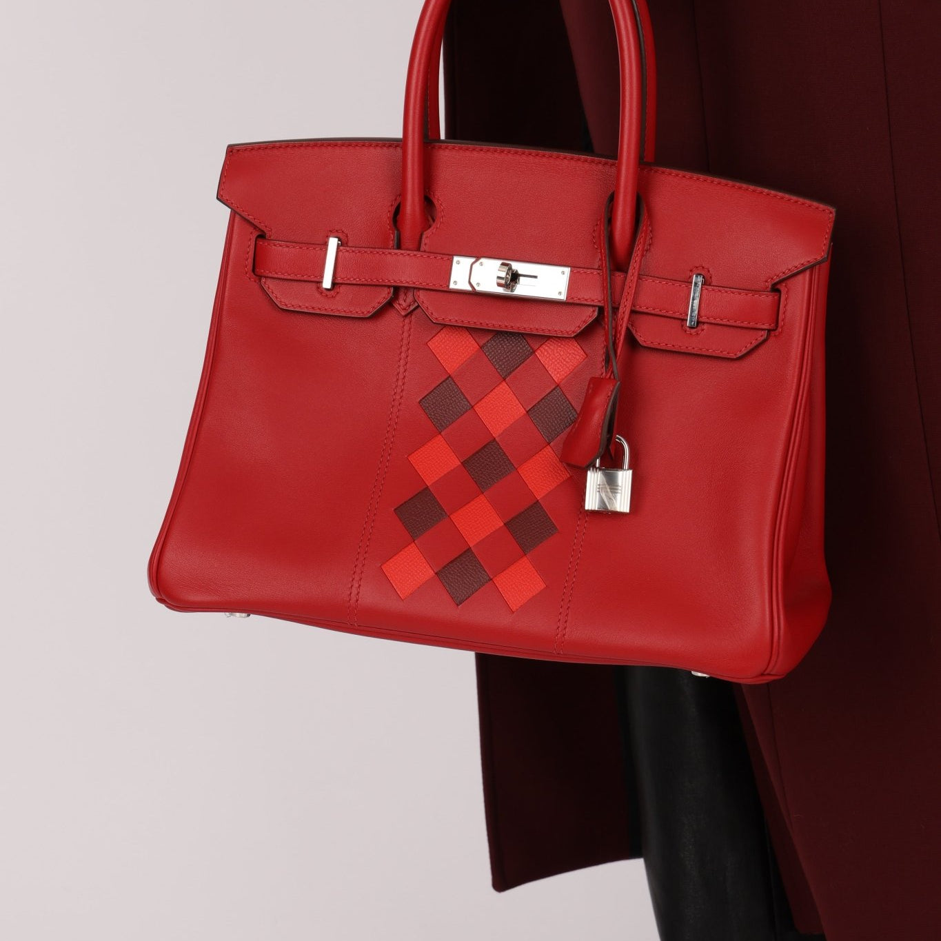 Limited Edition Hermès 2019 Rouge de Coeur Swift Tressage Retourne Birkin 30 PHW - FashioNica