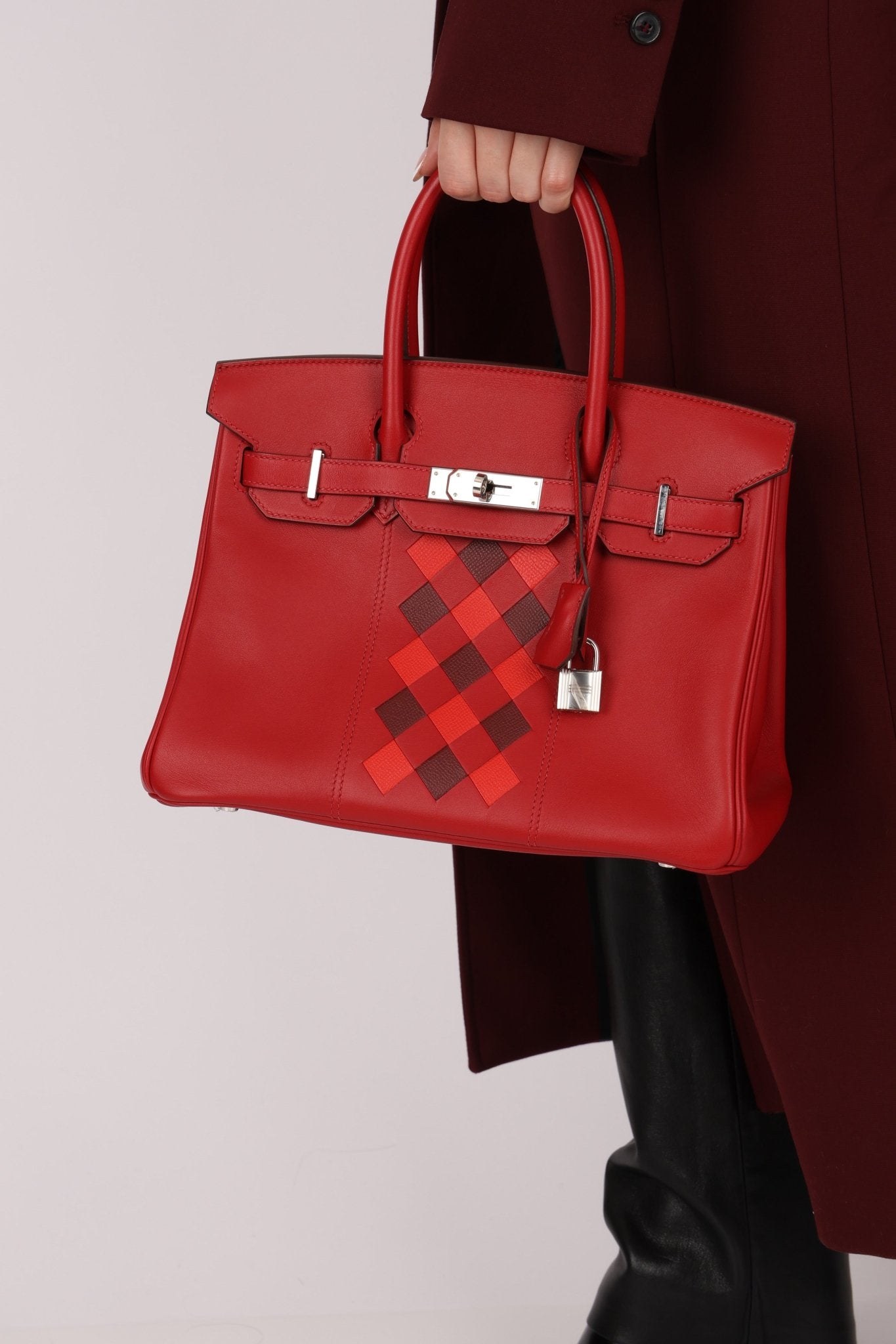 Limited Edition Hermès 2019 Rouge de Coeur Swift Tressage Retourne Birkin 30 PHW - FashioNica