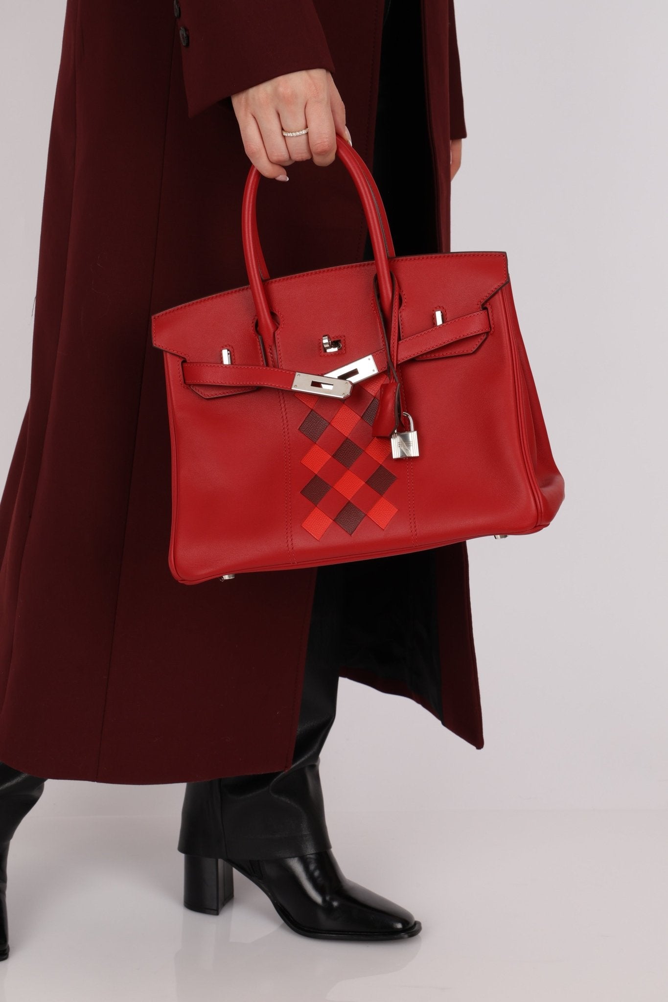 Limited Edition Hermès 2019 Rouge de Coeur Swift Tressage Retourne Birkin 30 PHW - FashioNica