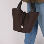 Limited Edition Hermès 2021 Ebene Swift and Wool Picotin 22 PHW - FashioNica