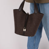 Limited Edition Hermès 2021 Ebene Swift and Wool Picotin 22 PHW - FashioNica