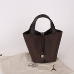 Limited Edition Hermès 2021 Ebene Swift and Wool Picotin 22 PHW - FashioNica