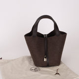 Limited Edition Hermès 2021 Ebene Swift and Wool Picotin 22 PHW - FashioNica