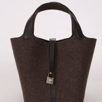 Limited Edition Hermès 2021 Ebene Swift and Wool Picotin 22 PHW - FashioNica