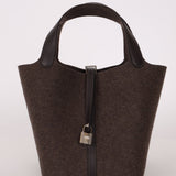 Limited Edition Hermès 2021 Ebene Swift and Wool Picotin 22 PHW - FashioNica