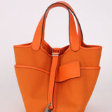 Limited Edition Hermès 2023 Orange Toile Goeland Swift Cargo Picotin 18 PHW - FashioNica