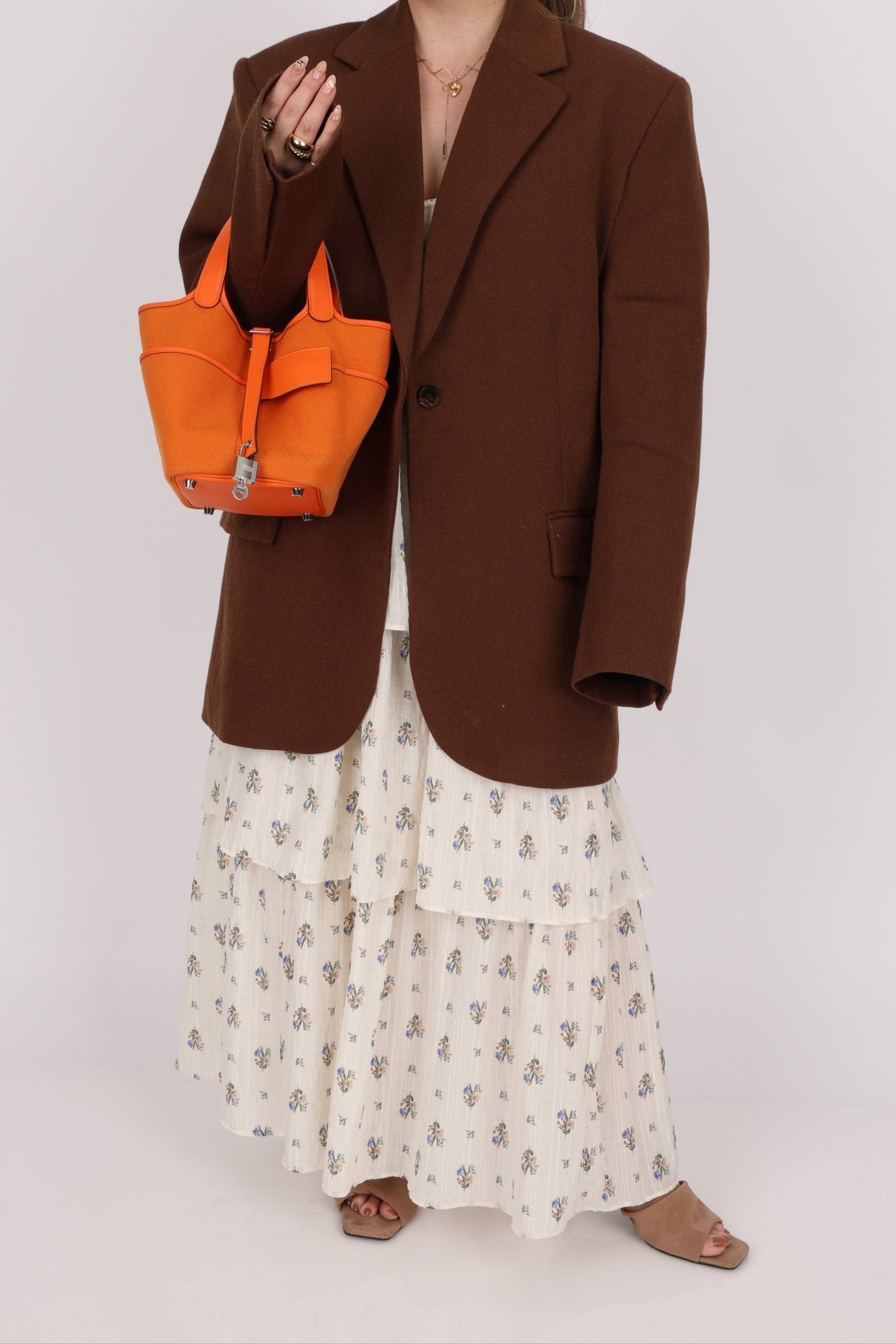 Limited Edition Hermès 2023 Orange Toile Goeland Swift Cargo Picotin 18 PHW - FashioNica