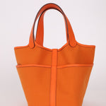 Limited Edition Hermès 2023 Orange Toile Goeland Swift Cargo Picotin 18 PHW - FashioNica