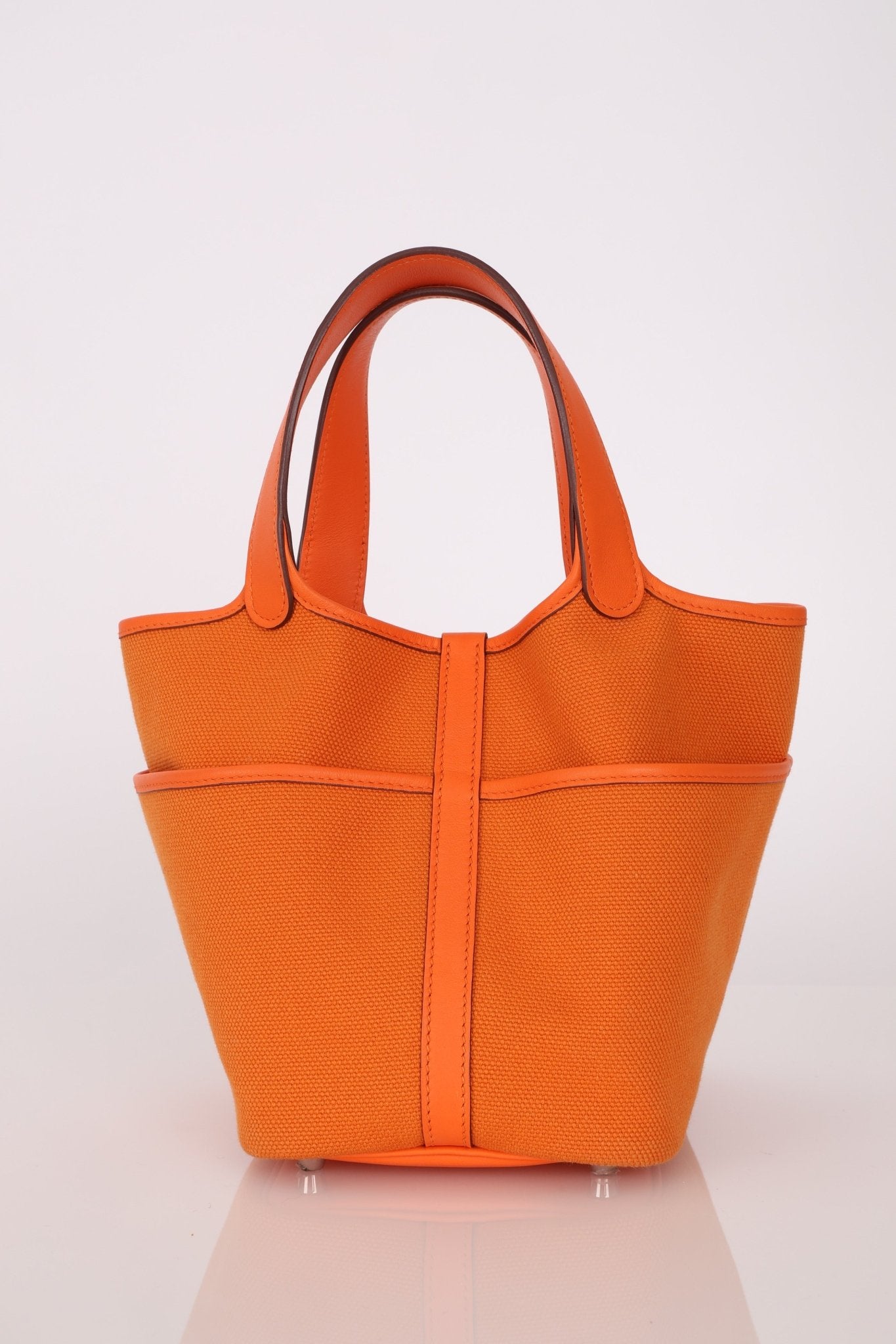 Limited Edition Hermès 2023 Orange Toile Goeland Swift Cargo Picotin 18 PHW - FashioNica