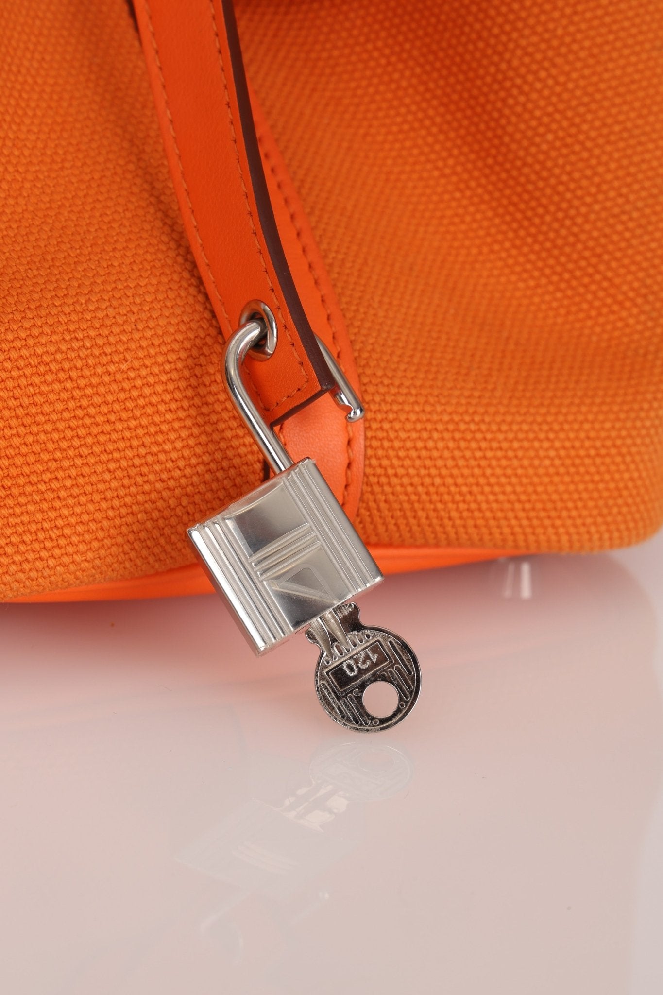 Limited Edition Hermès 2023 Orange Toile Goeland Swift Cargo Picotin 18 PHW - FashioNica