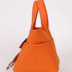 Limited Edition Hermès 2023 Orange Toile Goeland Swift Cargo Picotin 18 PHW - FashioNica