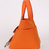 Limited Edition Hermès 2023 Orange Toile Goeland Swift Cargo Picotin 18 PHW - FashioNica