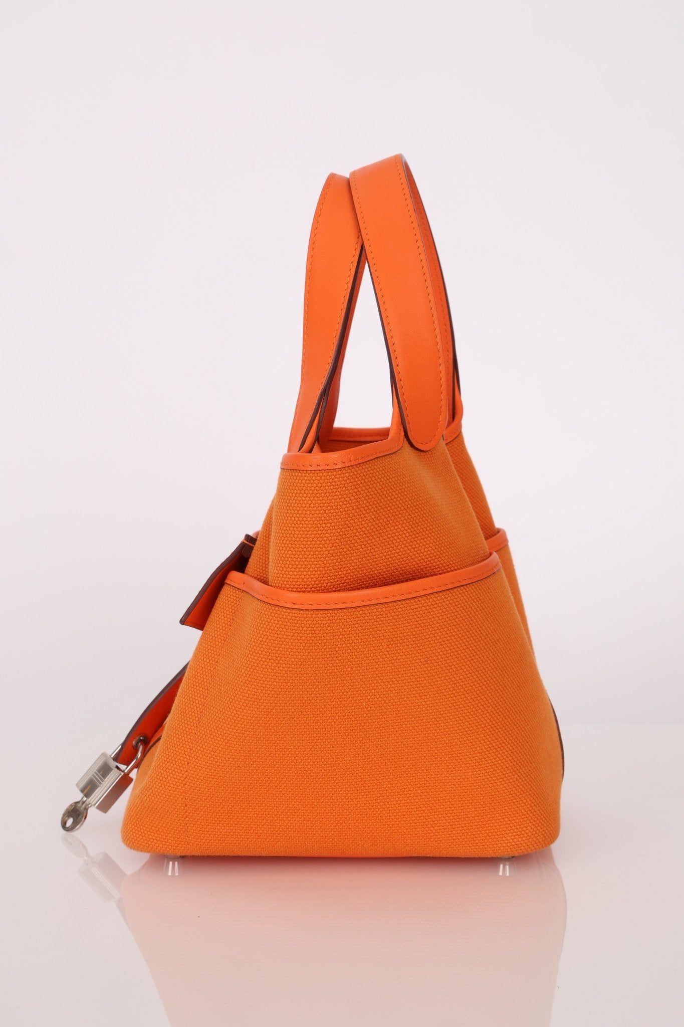 Limited Edition Hermès 2023 Orange Toile Goeland Swift Cargo Picotin 18 PHW - FashioNica