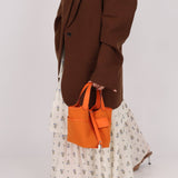 Limited Edition Hermès 2023 Orange Toile Goeland Swift Cargo Picotin 18 PHW - FashioNica