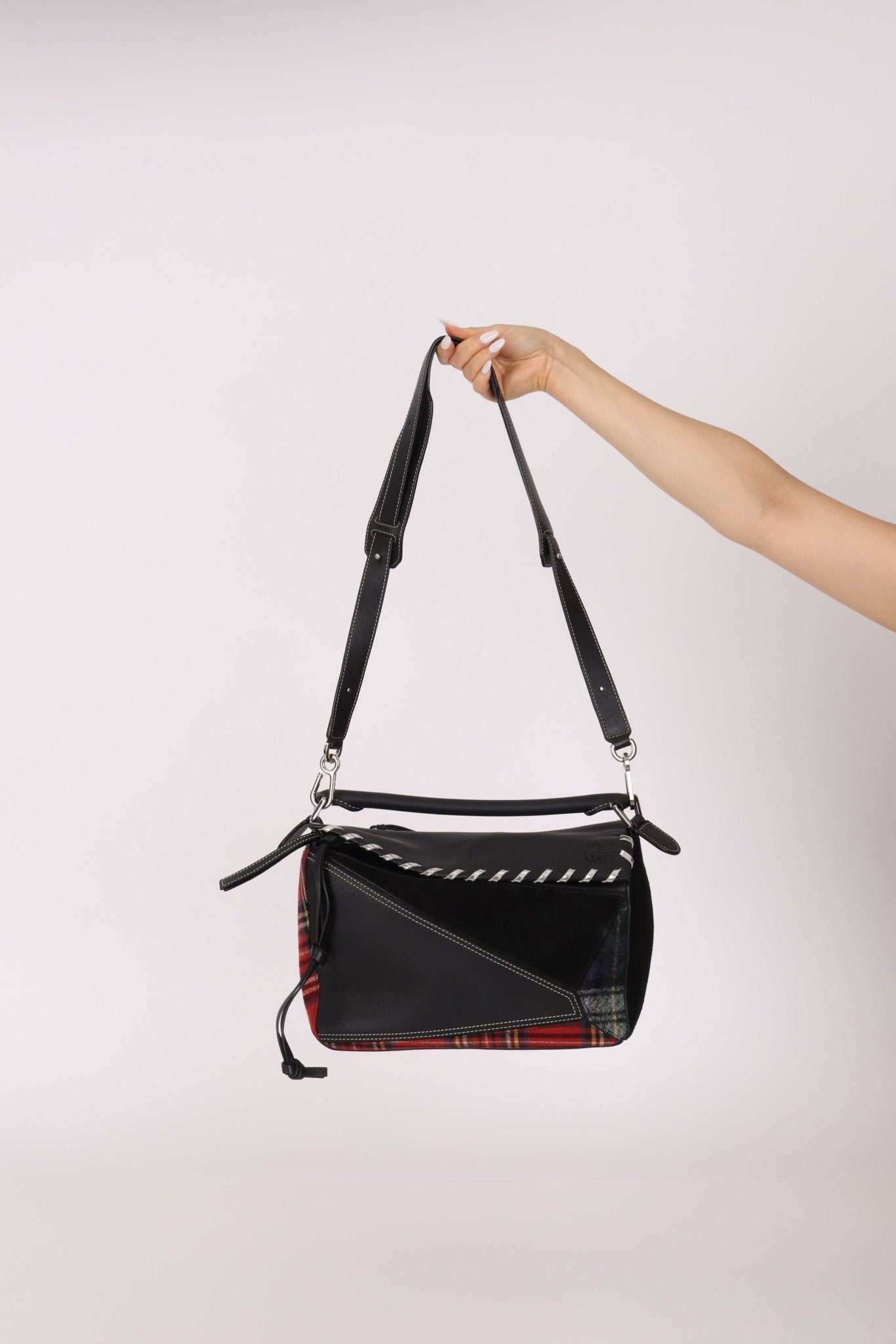 Limited Edition Loewe 2018 Whipstitch Tartan Patchwork Medium Puzzle - FashioNica