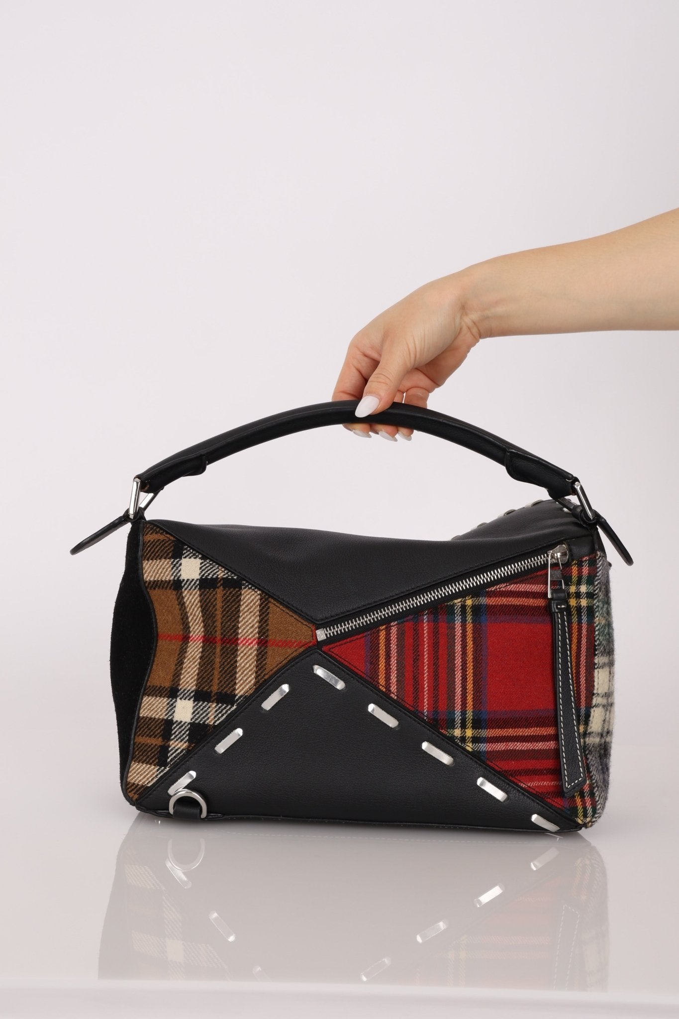 Limited Edition Loewe 2018 Whipstitch Tartan Patchwork Medium Puzzle - FashioNica
