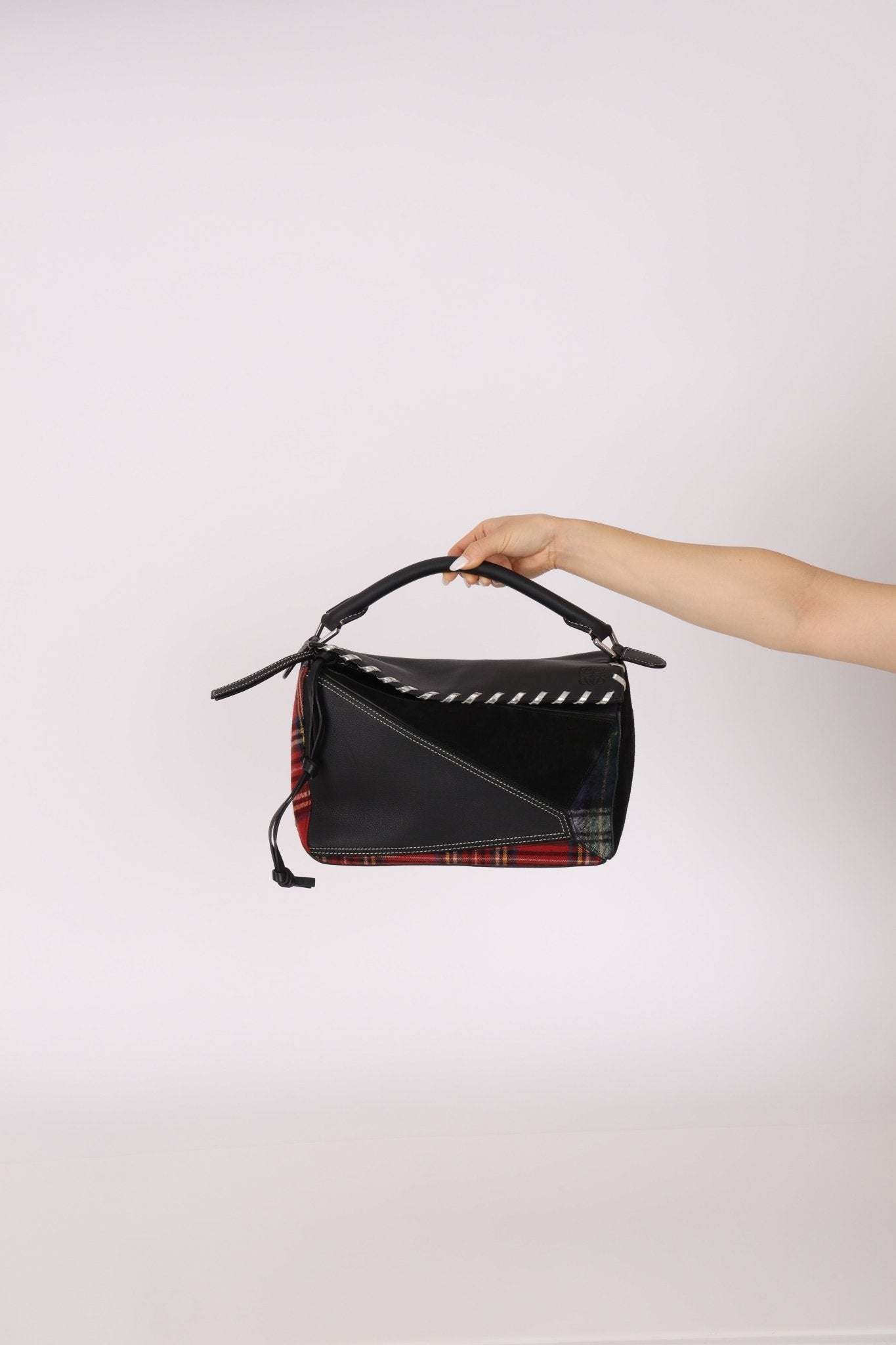 Limited Edition Loewe 2018 Whipstitch Tartan Patchwork Medium Puzzle - FashioNica