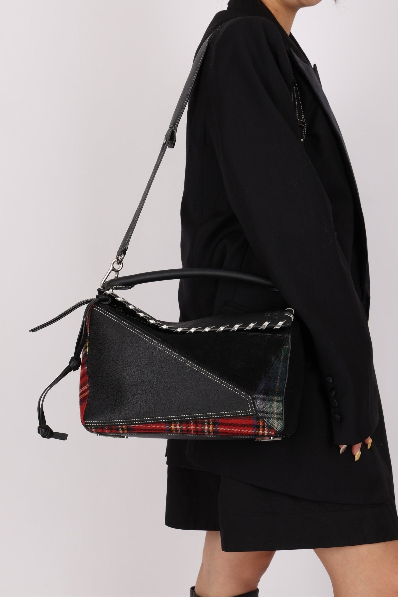 Limited Edition Loewe 2018 Whipstitch Tartan Patchwork Medium Puzzle - FashioNica