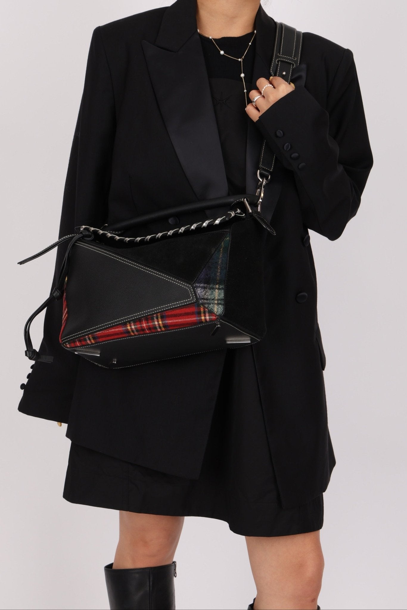 Limited Edition Loewe 2018 Whipstitch Tartan Patchwork Medium Puzzle - FashioNica