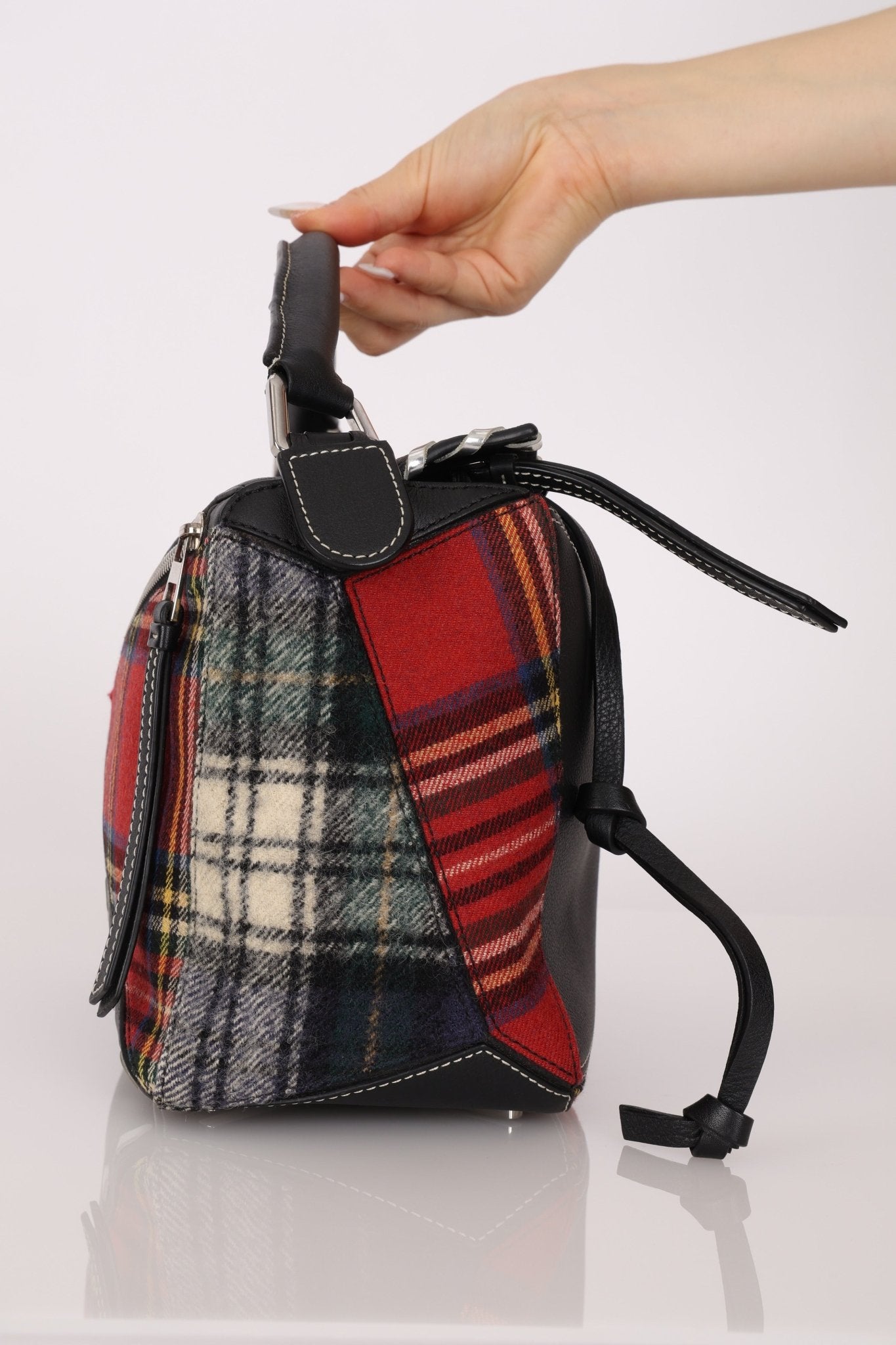 Limited Edition Loewe 2018 Whipstitch Tartan Patchwork Medium Puzzle - FashioNica