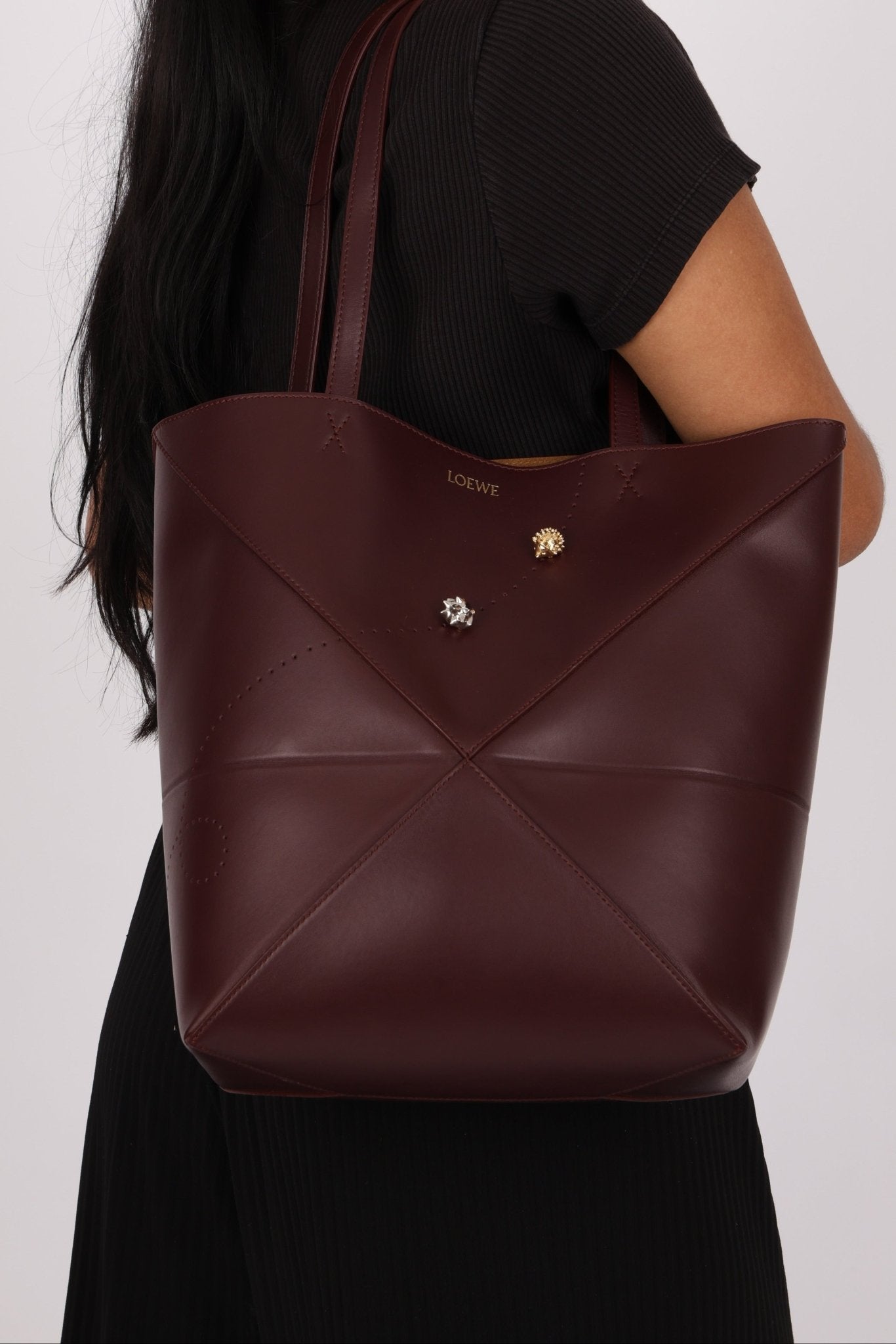 Limited Edition Loewe Calfskin Qixi Festival Hedgehog Charms Medium Fold Tote - FashioNica