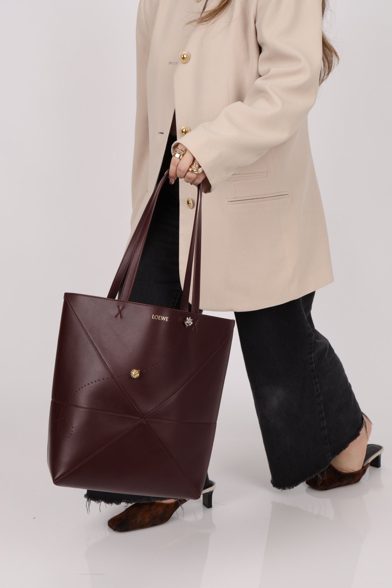 Limited Edition Loewe Calfskin Qixi Festival Hedgehog Charms Medium Fold Tote - FashioNica