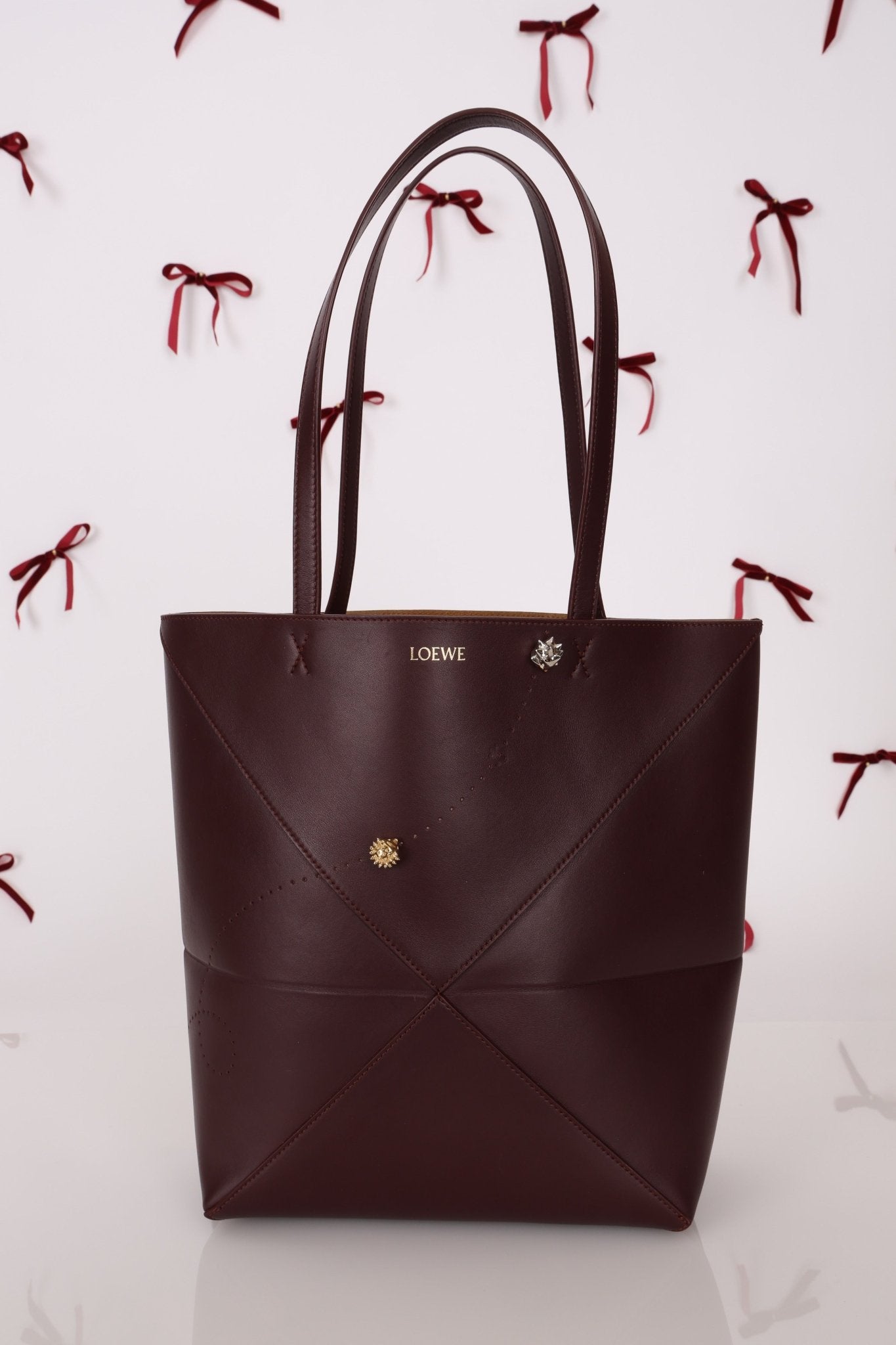 Limited Edition Loewe Calfskin Qixi Festival Hedgehog Charms Medium Fold Tote - FashioNica