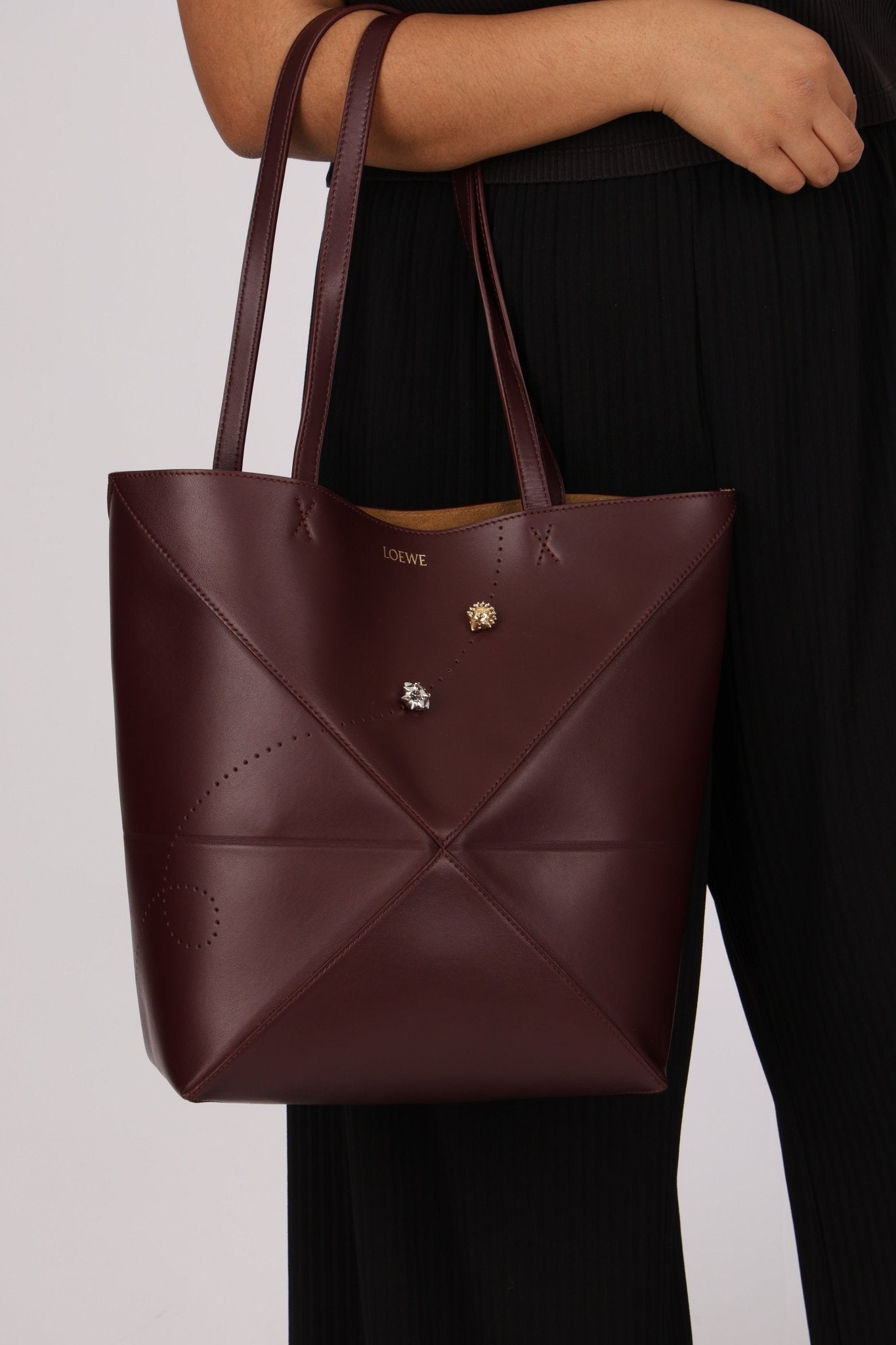 Limited Edition Loewe Calfskin Qixi Festival Hedgehog Charms Medium Fold Tote - FashioNica